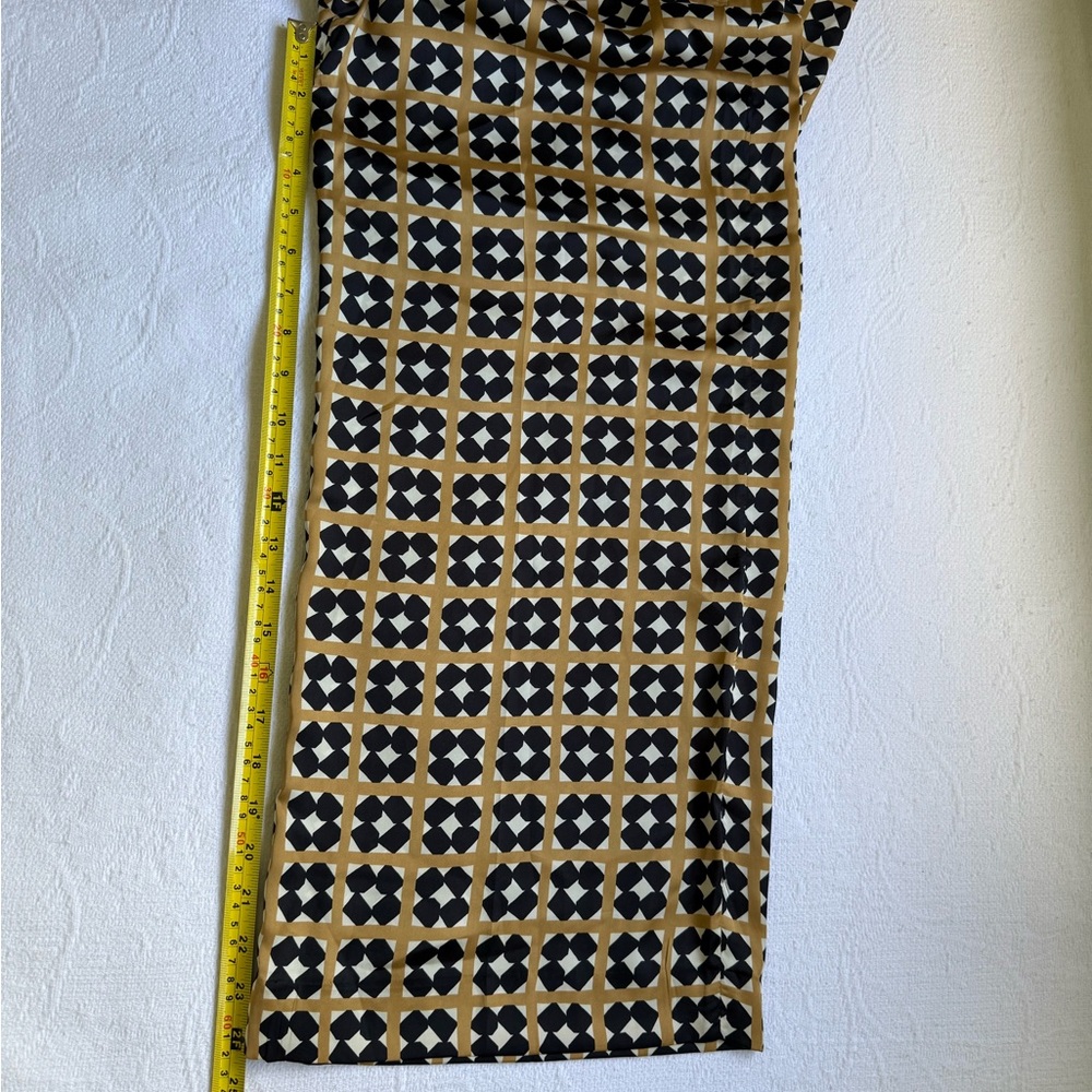 ZARA Printed Wide Leg Pants Geometric Camel & Black Side Zip Size M Boho - Picture 12 of 15
